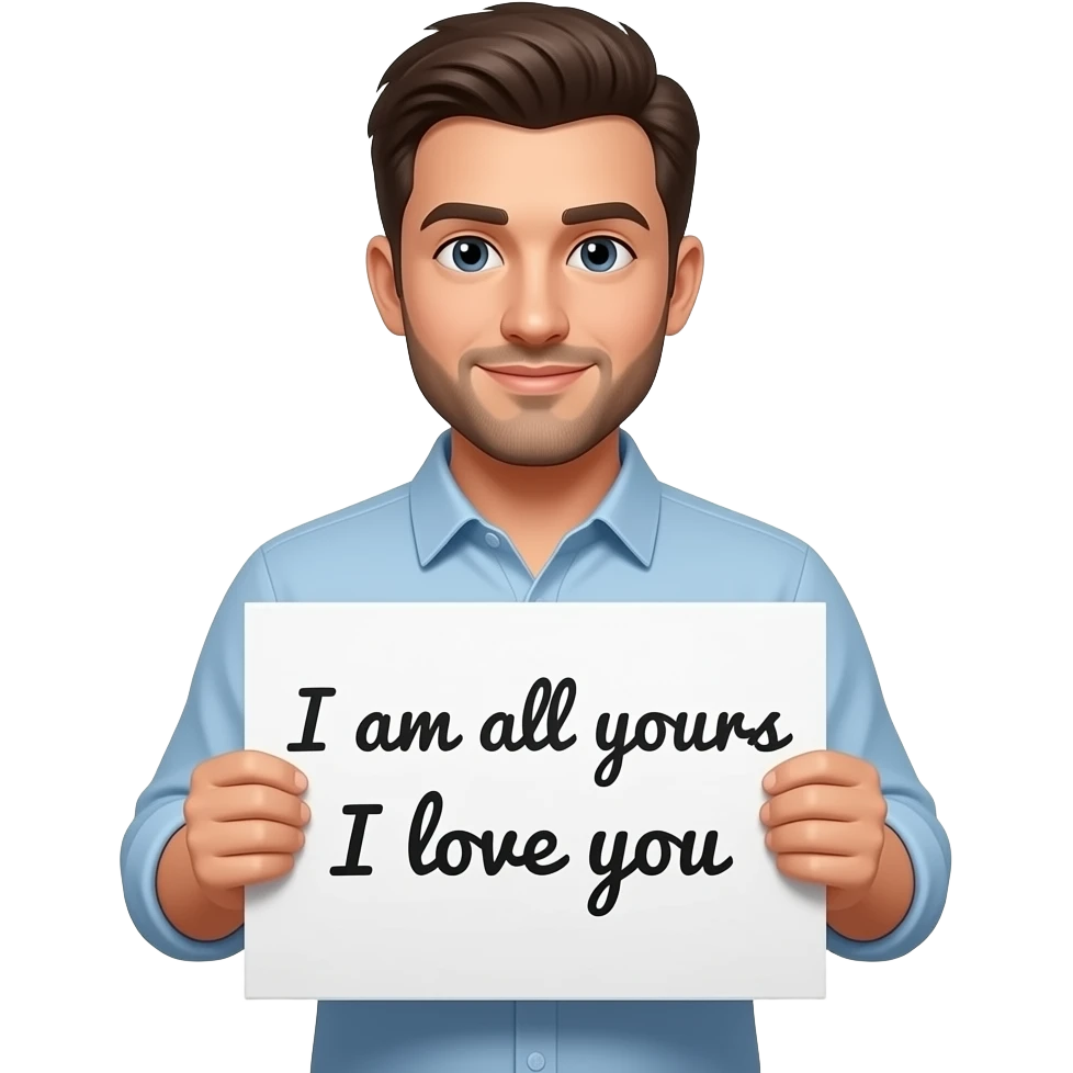iam all yours 
a man standing in posing of 
iam all yours 
i love you emoji
