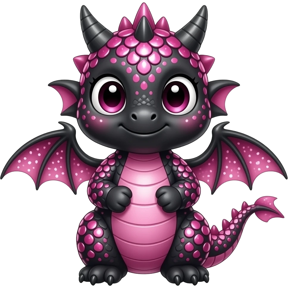 Pink and black cute dragon emoji