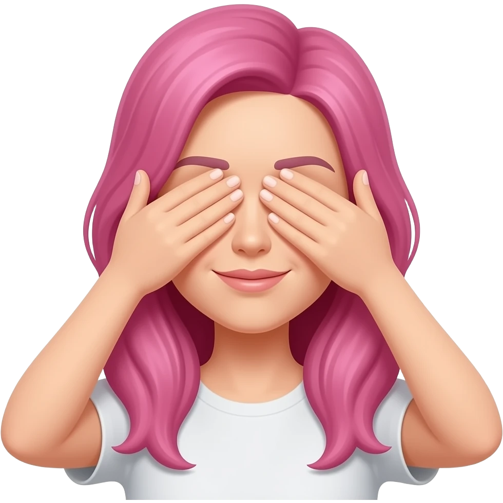 woman with pink hair covering eyes emoji