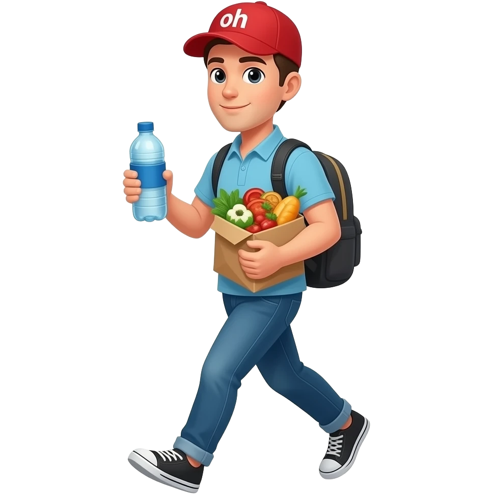 Food, water, and walk emoji