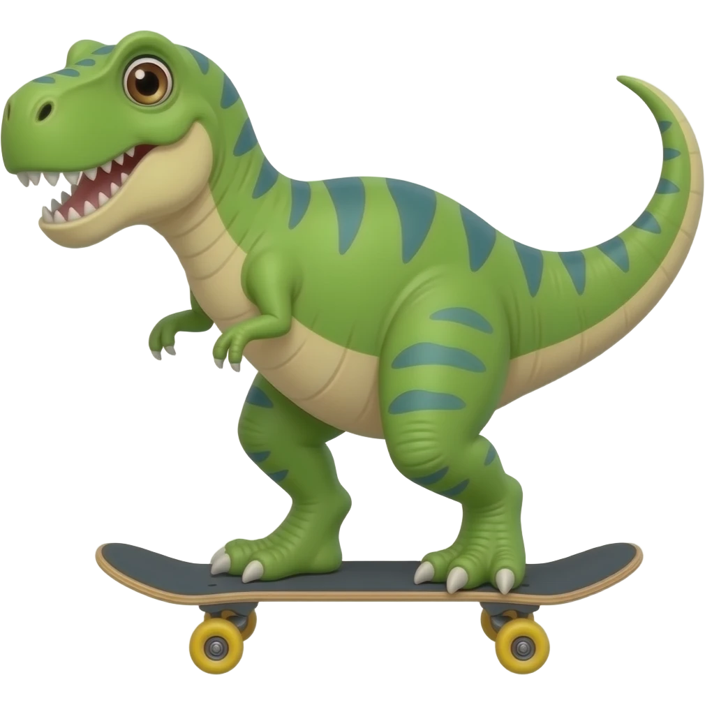 Dinosaur on a skateboard emoji