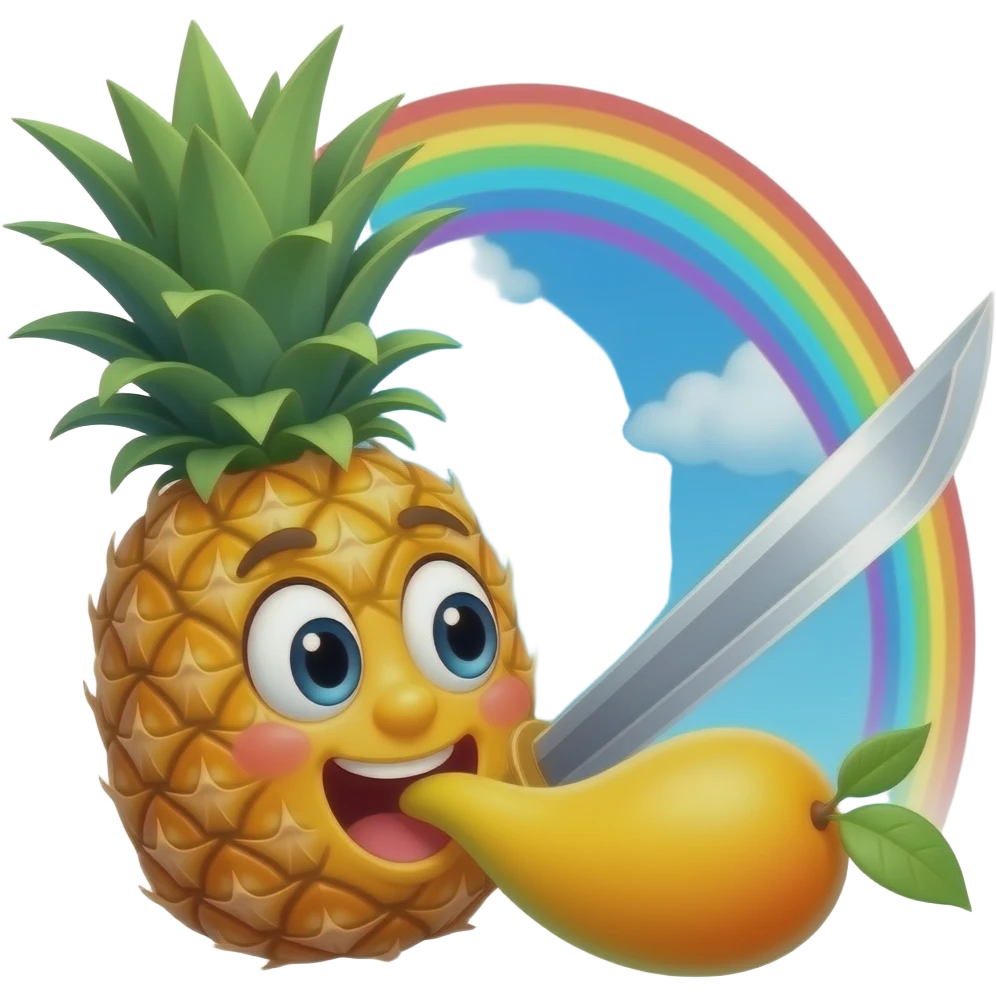 A pineapple eating manganata nag insta katana blue casting rainbow skies emoji