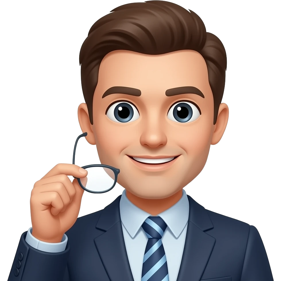 man holding his eyeglasses removed emoji