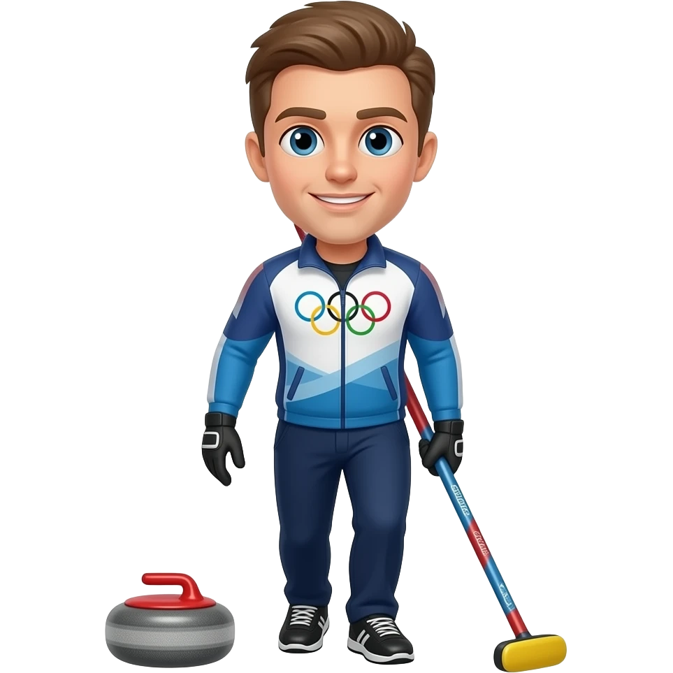 male olympic curling player full-length with black stone emoji