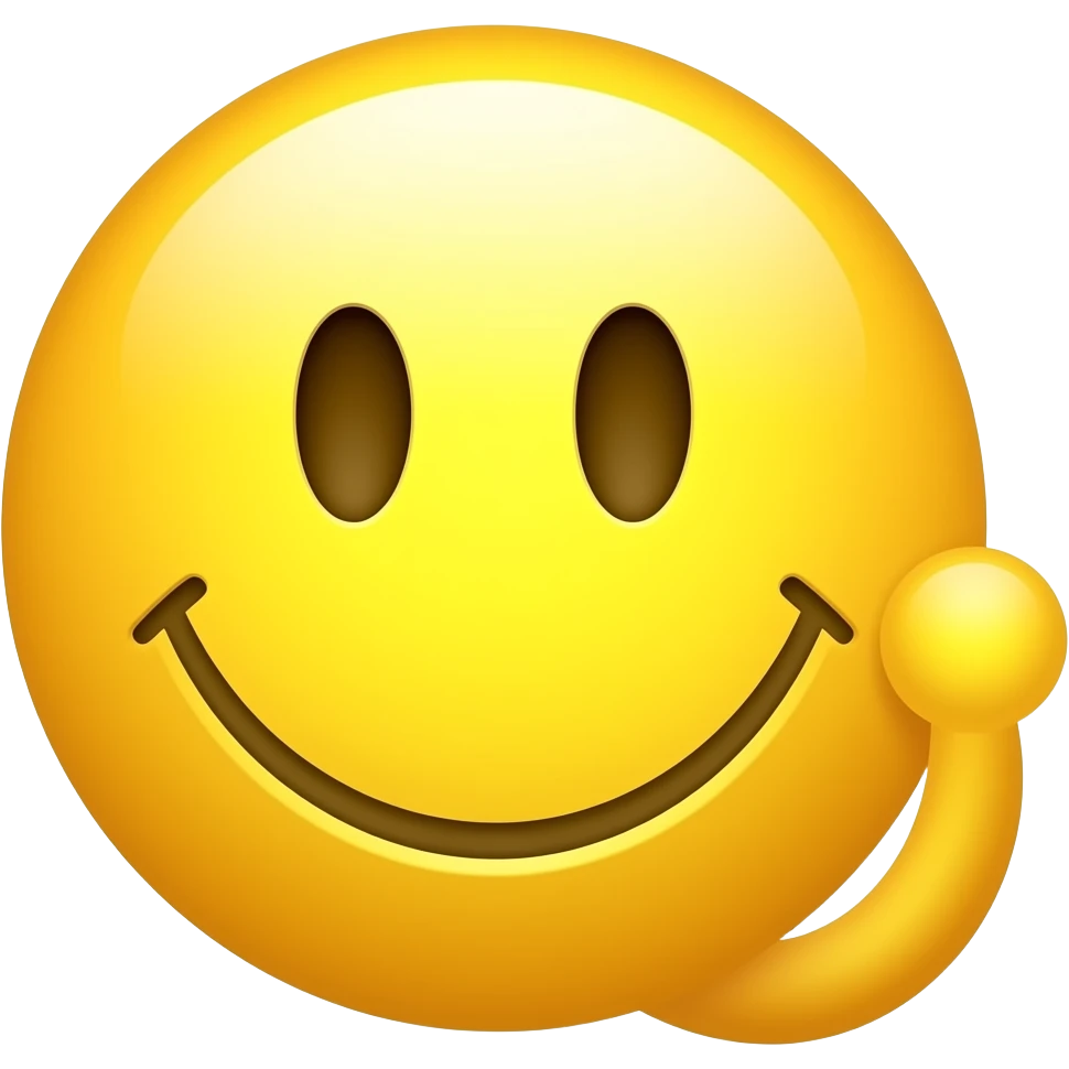A yellow smiley face with a tail behind it. emoji