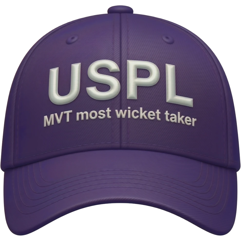 yehi cap bas uspe IPL ke jagah USPL likho niche MWT most wicket taker colour purple emoji