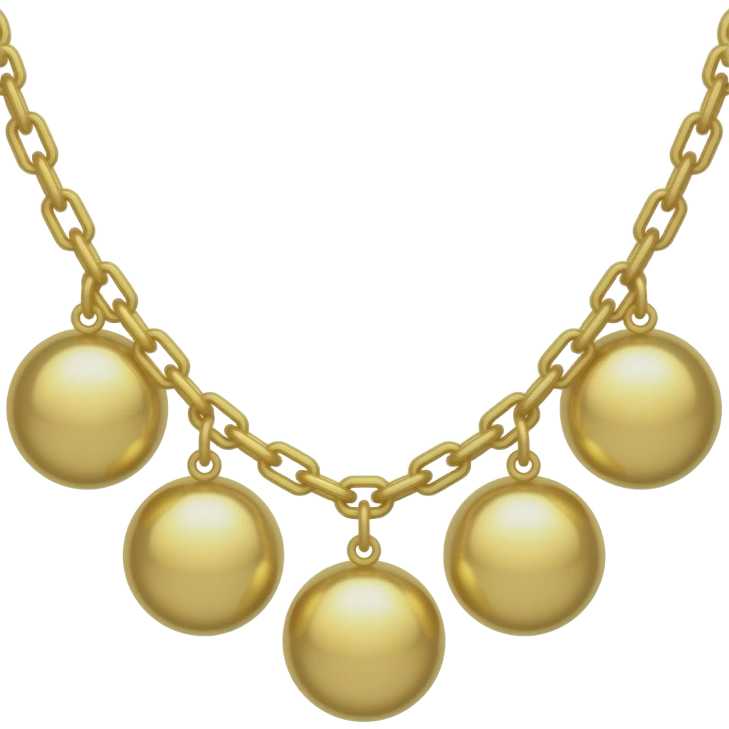 faça o emojo de uma corrente de ouro com seis pingentes redondos emoji
