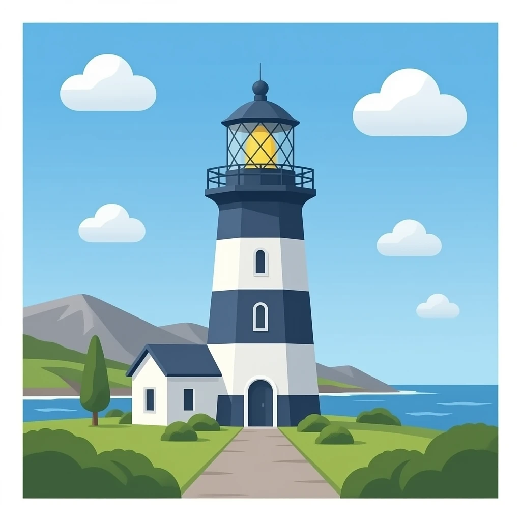 Lighthouse, Dark blue, Sky white, Coastal grey emoji