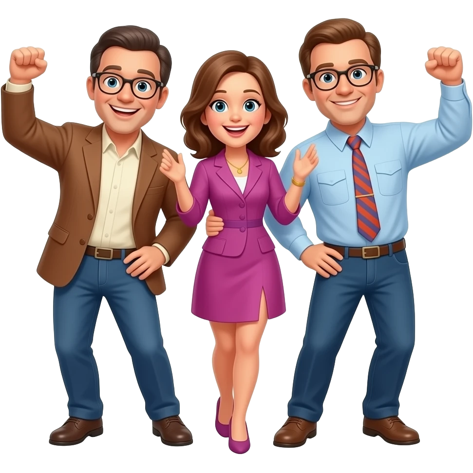 Three's Company characters celebrating emoji