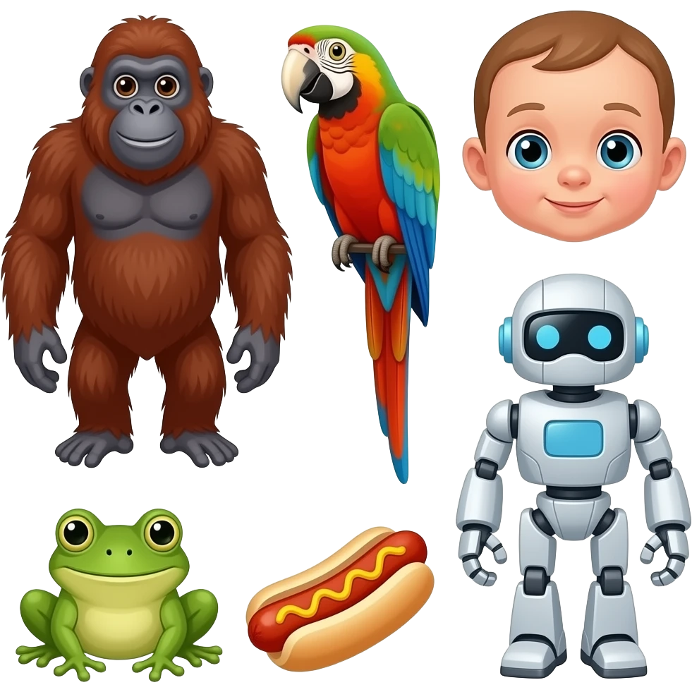 🦧🦜🤖🐸👶🌭 mmm sausage emoji