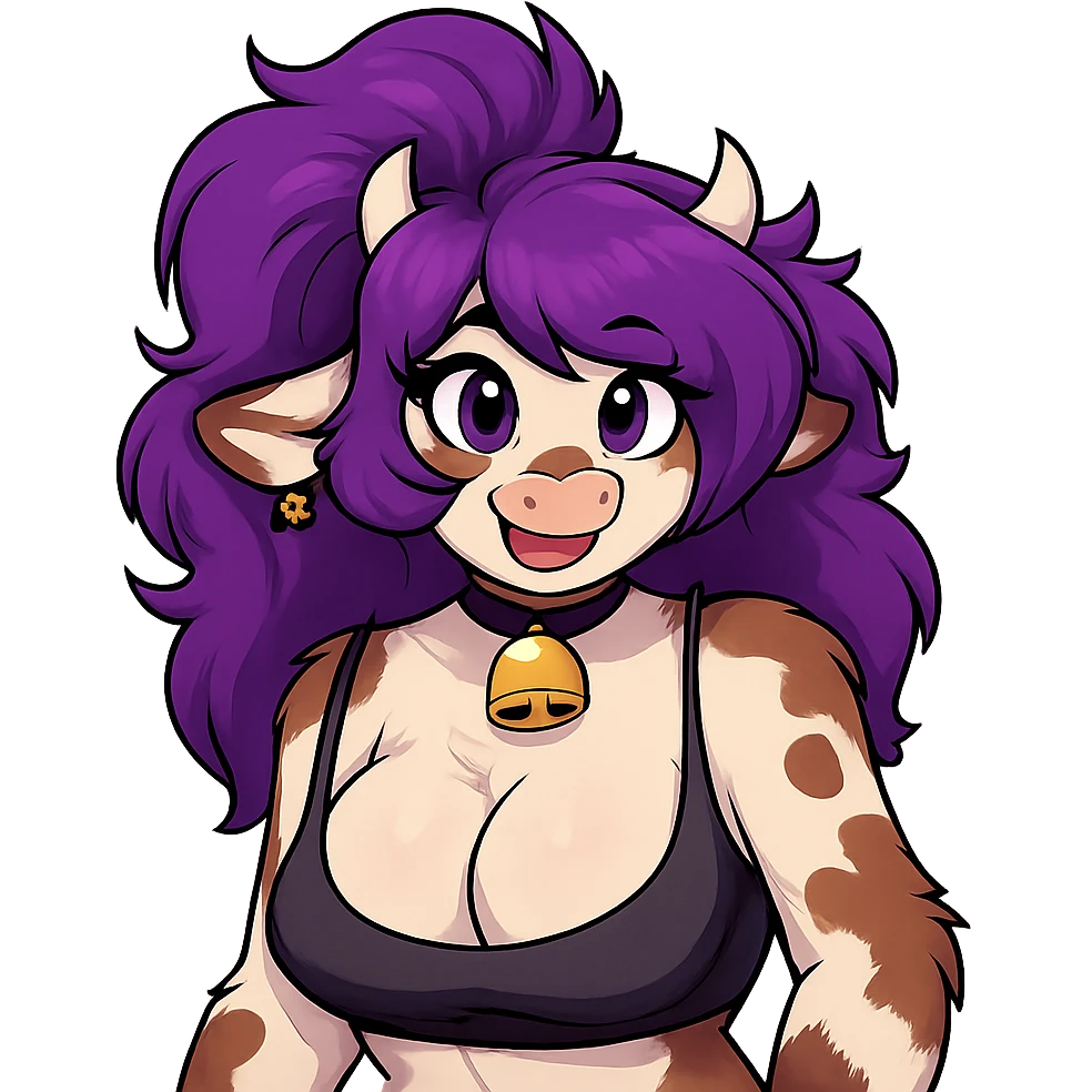 cow girl with purple hair emoji