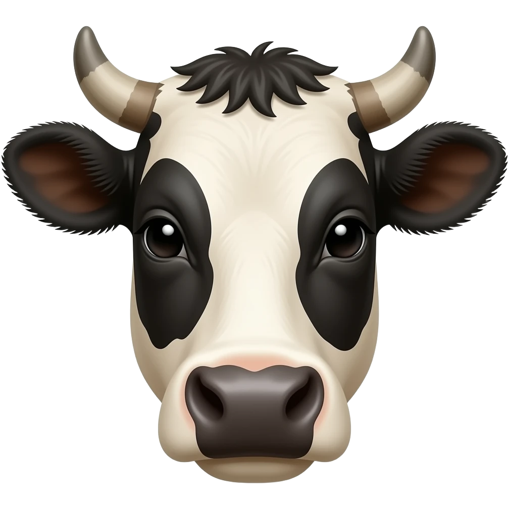 Male Cow head 25 years old straight front head emoji