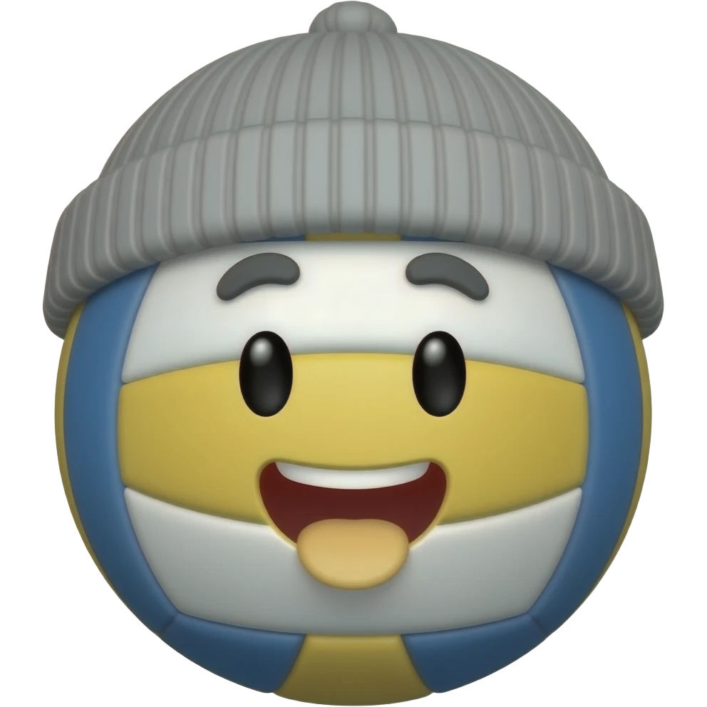volleyball wearing a beanie eating kampfen. just this. do not add anything else, i want the volleyball to have a face emoji