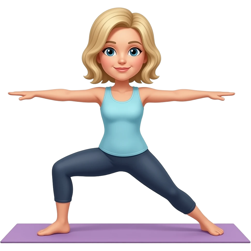 50 year old medium blonde hair woman doing yoga emoji