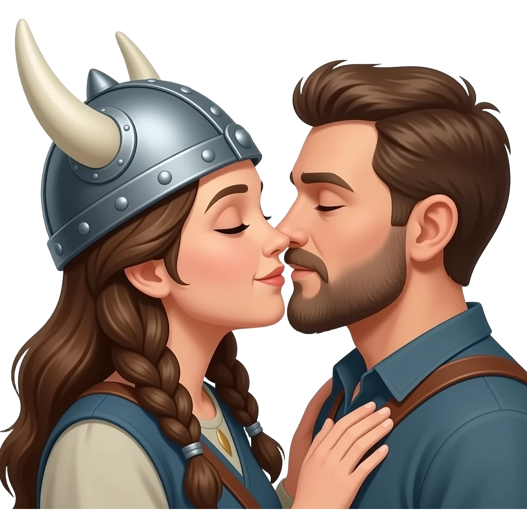 Viking hat silver braids old woman kissing murse old brunette eelderly emoji