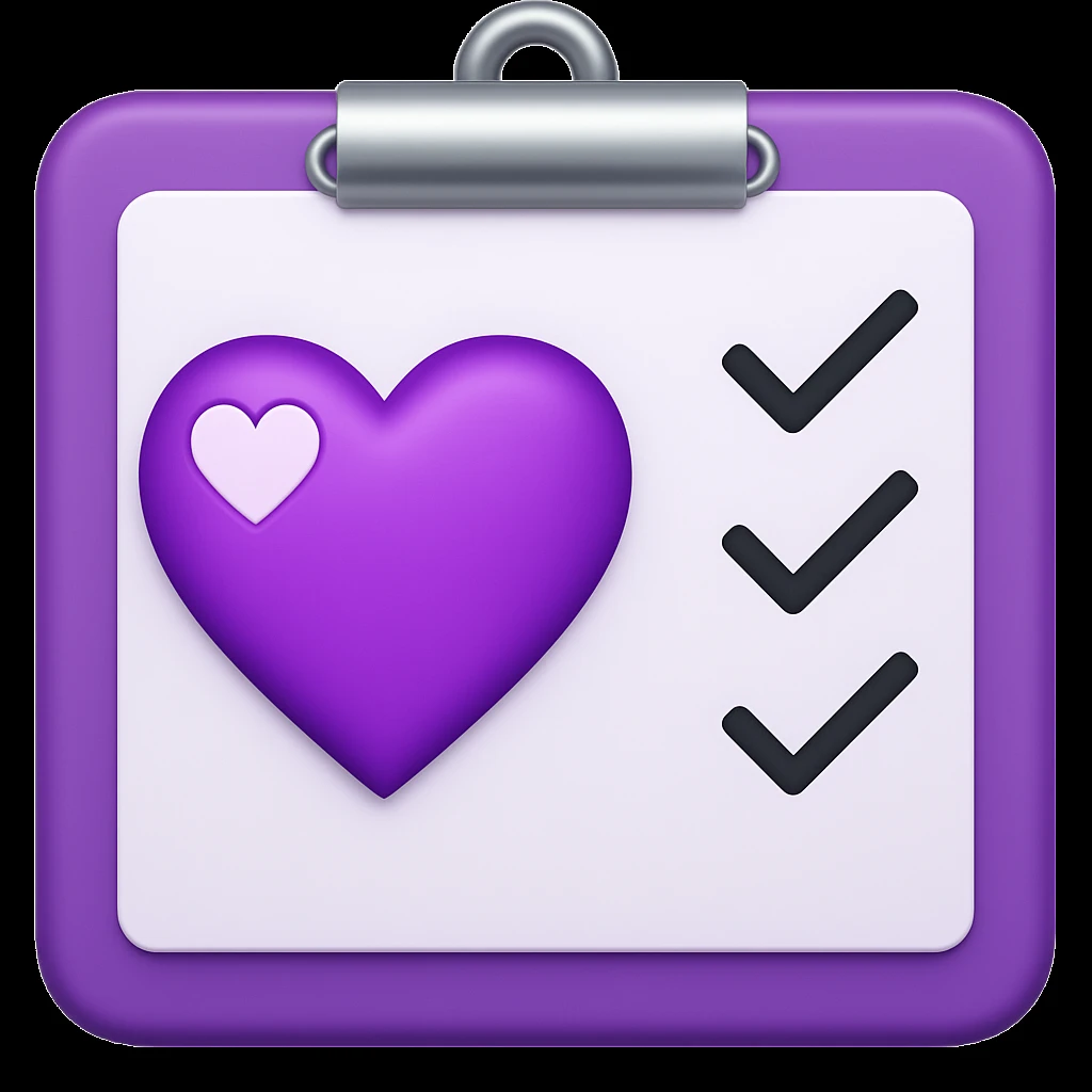 checklist purple heart emoji  emoji