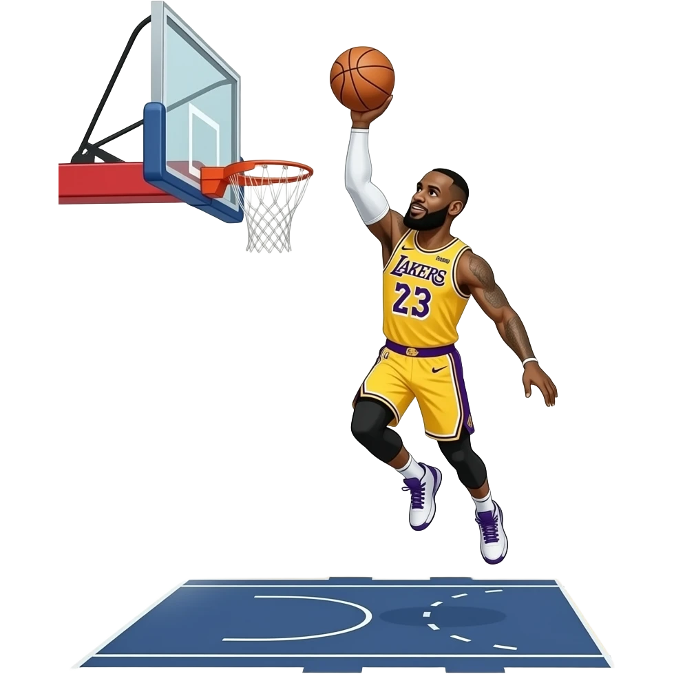 LeBron James scoring a hoop emoji