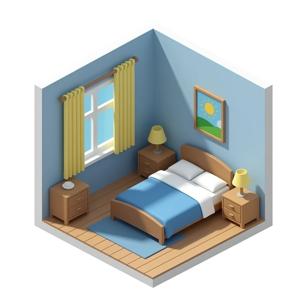isometric room bed emoji