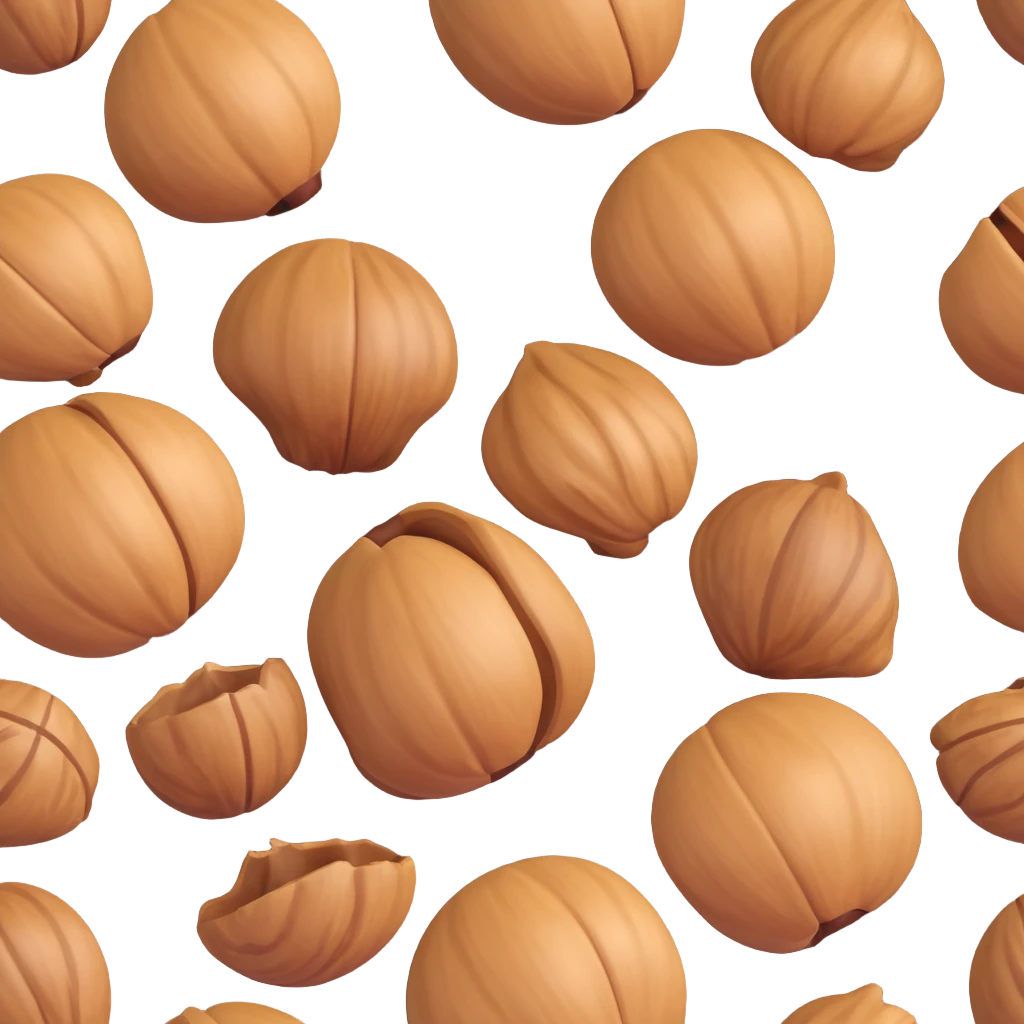 walnut half without shell, realistic emoji