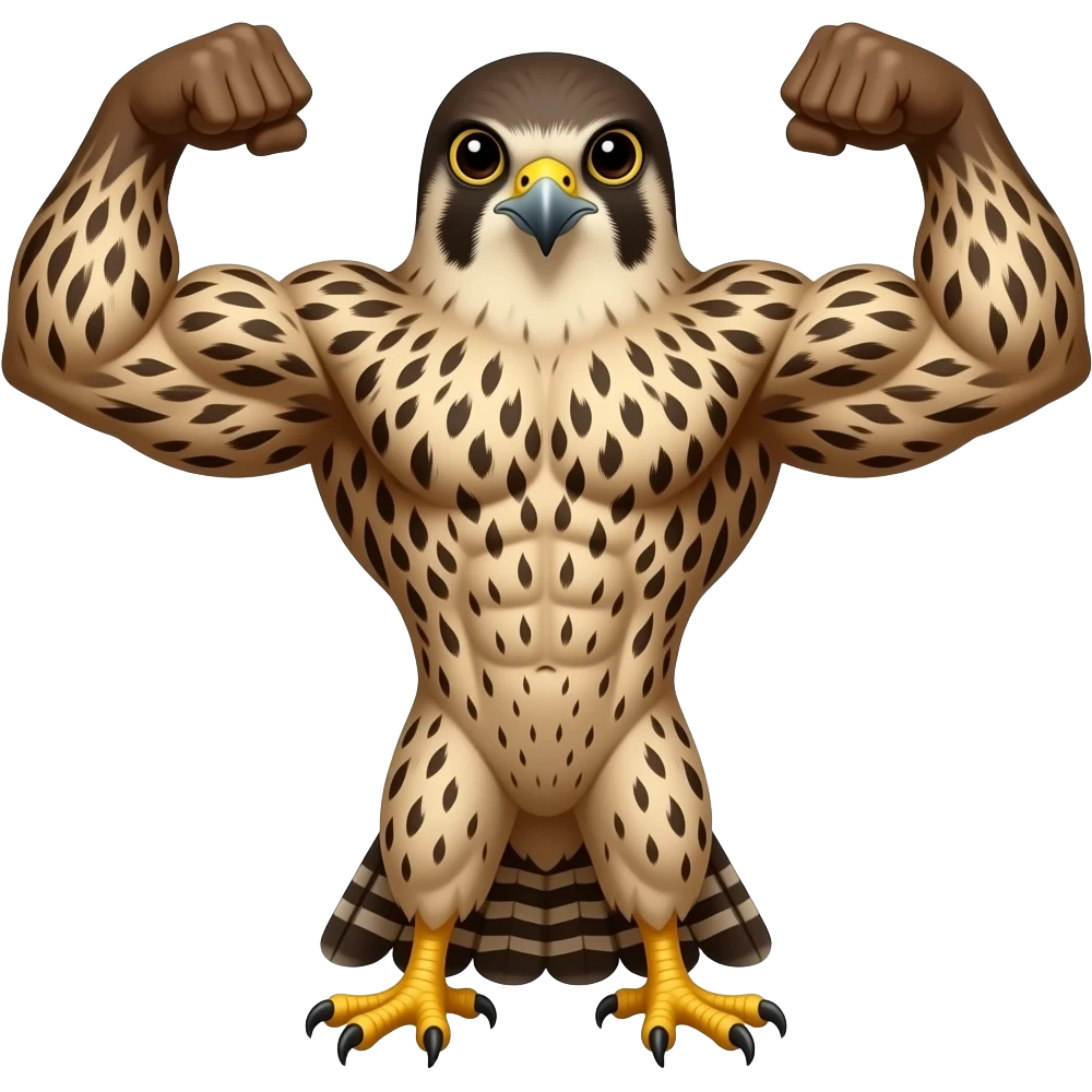 brown falcon with biceps, top only flexing top body emoji