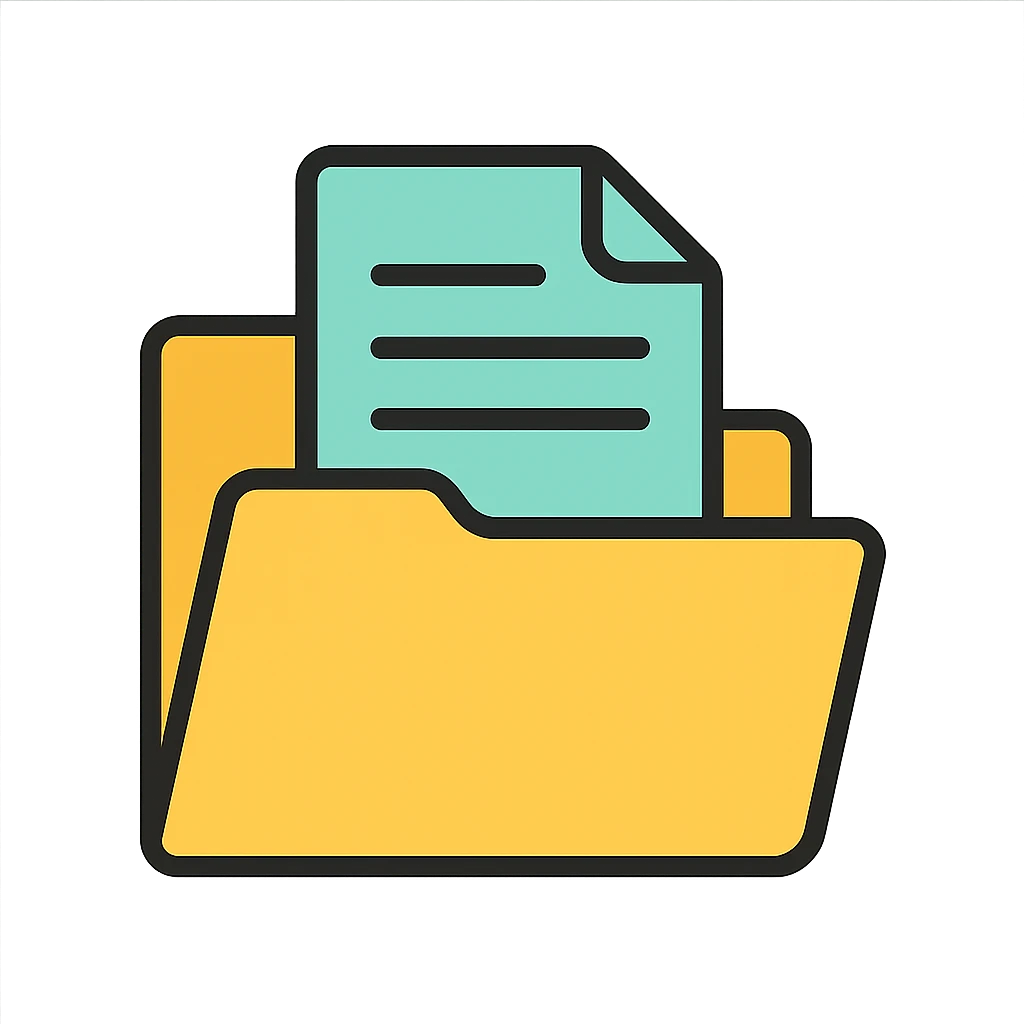 folder icon with a paper sticking out, classic style emoji