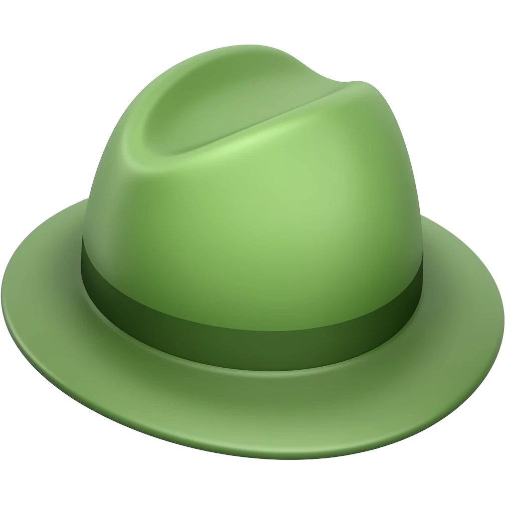 thick black outline, green hat emoji, thick black outline, simple cartoon emoji