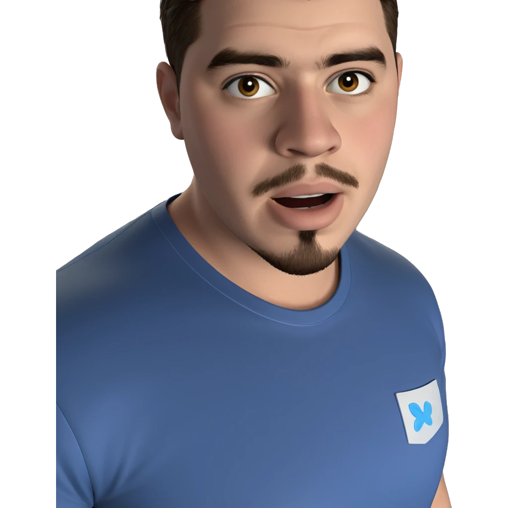 blue shirt male indoors gaze emoji