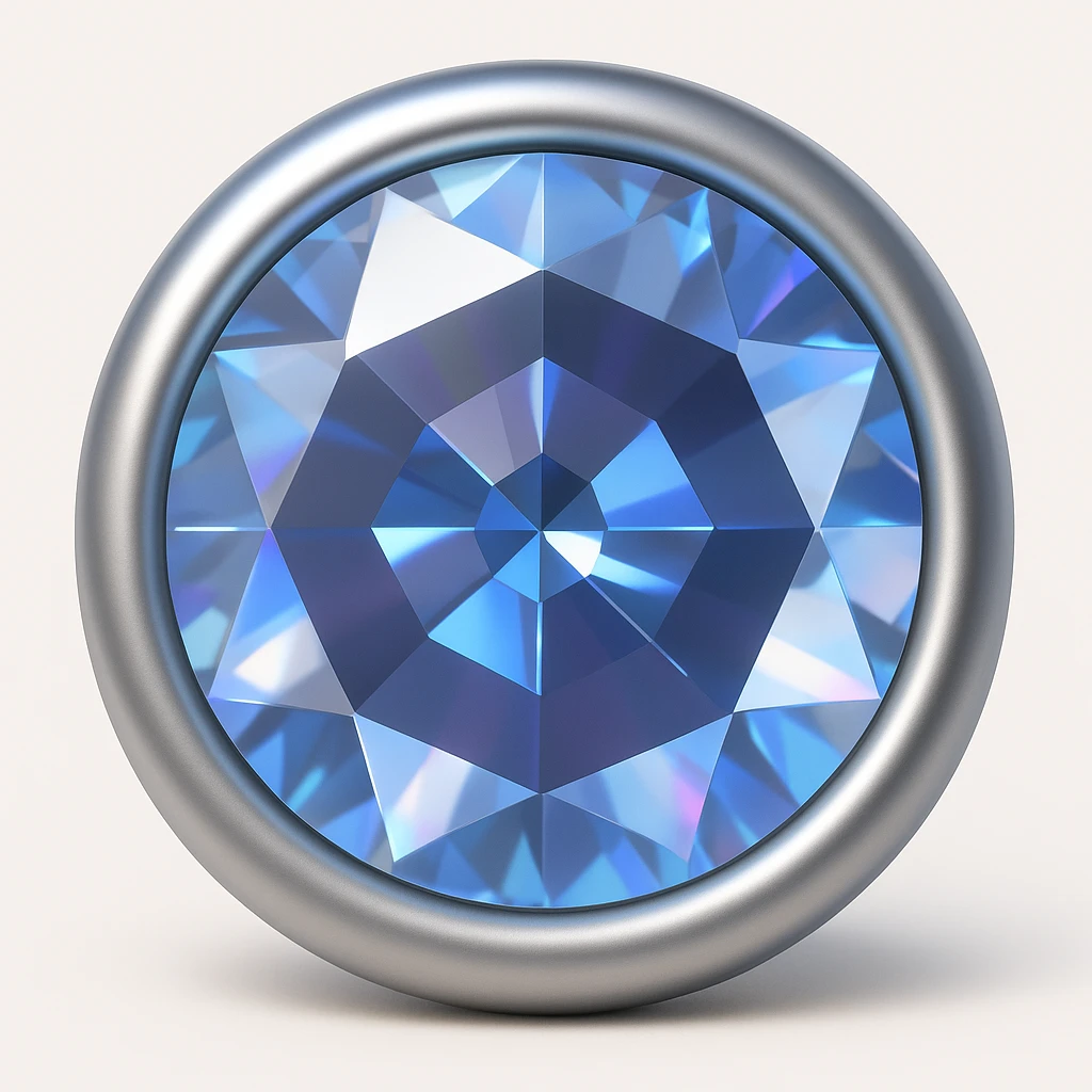 Make it 3D emoji style: add a silver jewelry setting to the round cut white diamond with subtle holographic glow emoji