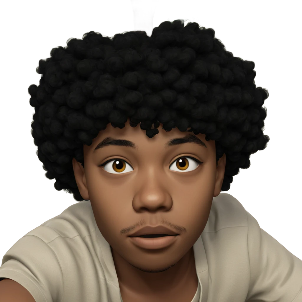 boy with black afro under tree emoji