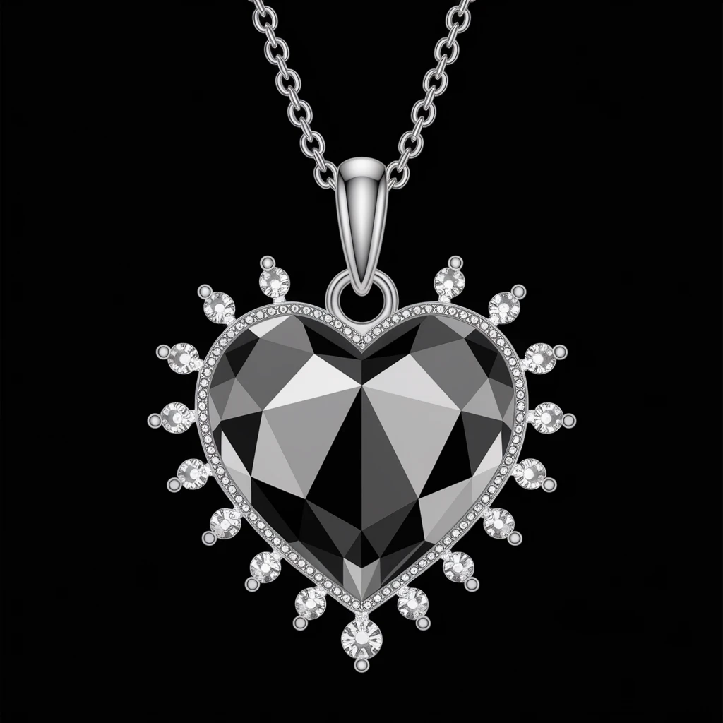 gothic heart with a dark crystal pendant emoji