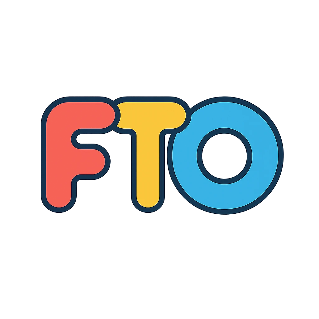 the letters FTO in a playful rounded style logo emoji