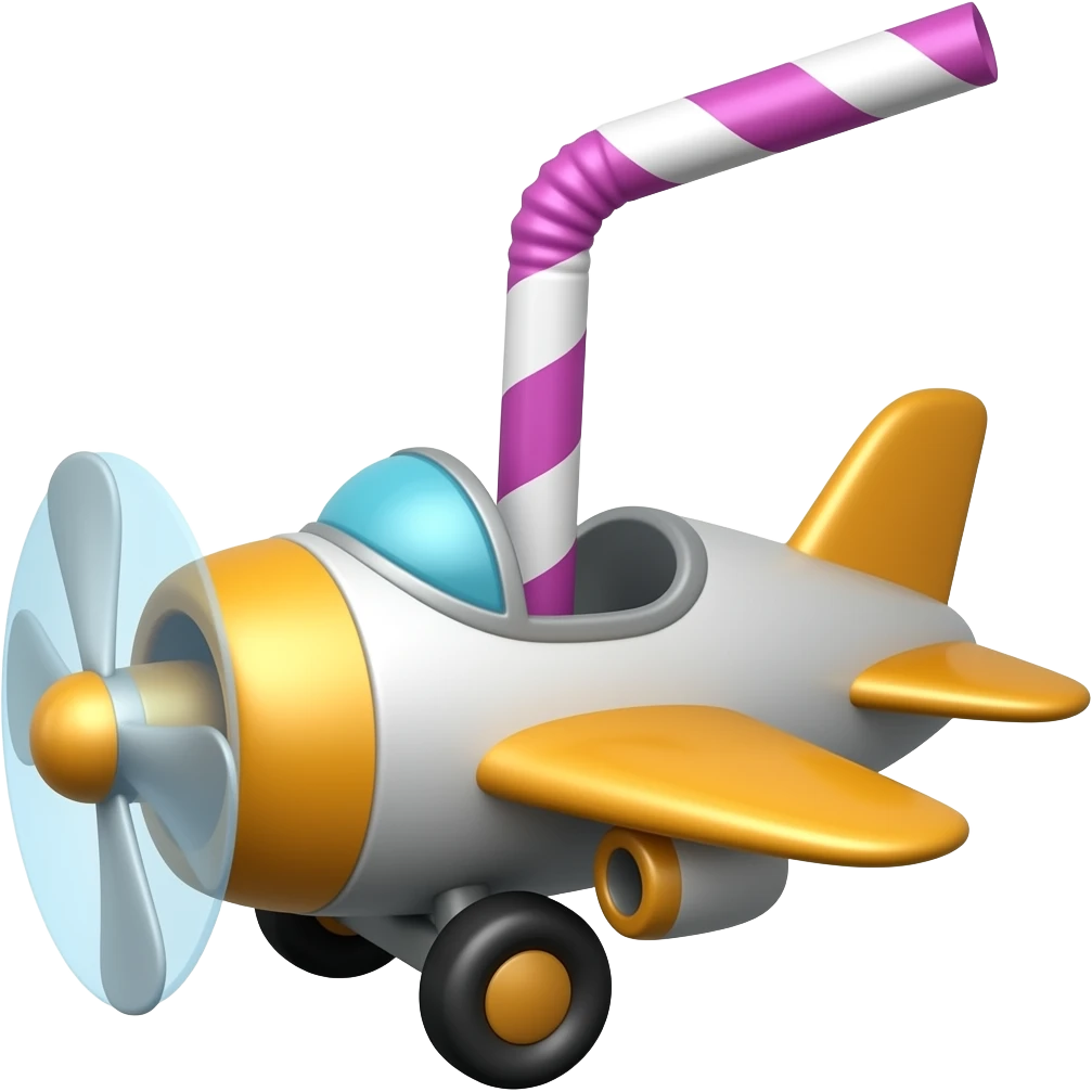 Silly straw airplane emoji