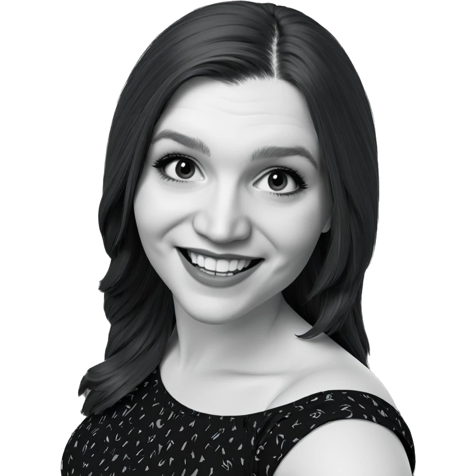 smiling girl in monochrome dress emoji