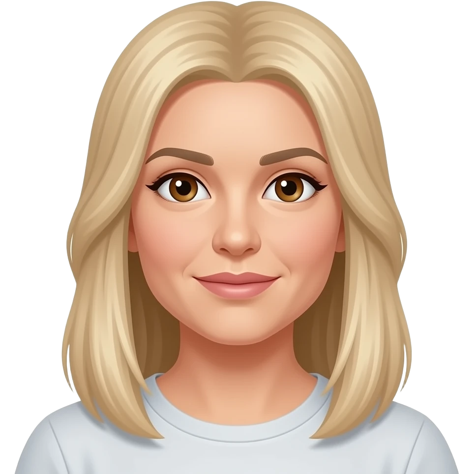40 yaşında sarışın uzun düz saçlı kahverengi gözlü kahverengi kaşlı küçük gözlü kadın emoji