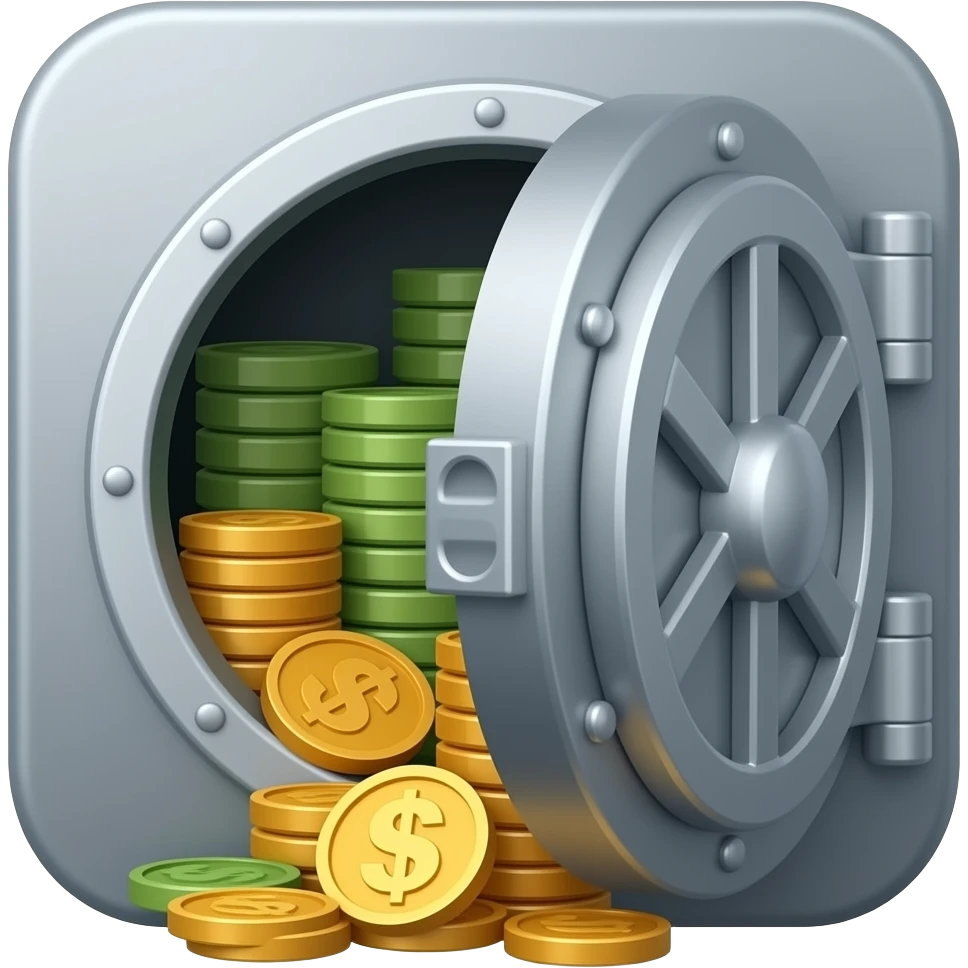 efectivo en una boveda de banco con la puerta abeirta emoji