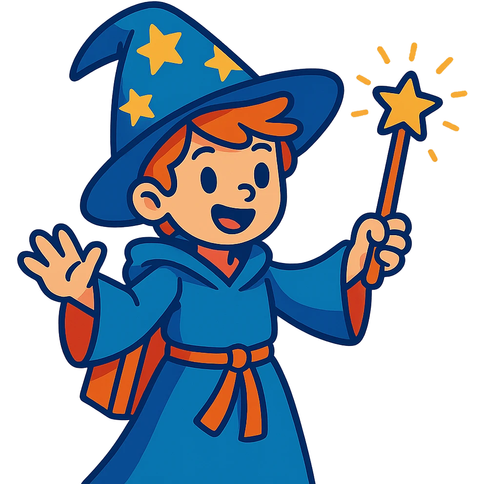 young wizard, vibrant cartoon style emoji