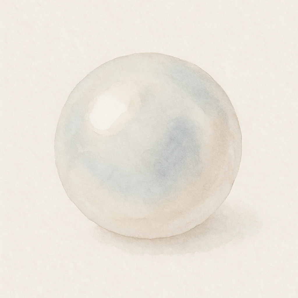 a cute white pearl, watercolor style, soft pastel colors, delicate highlights, minimal background emoji