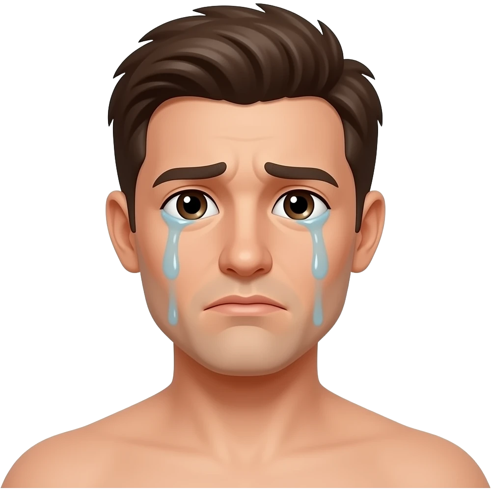 Man naked cry. emoji