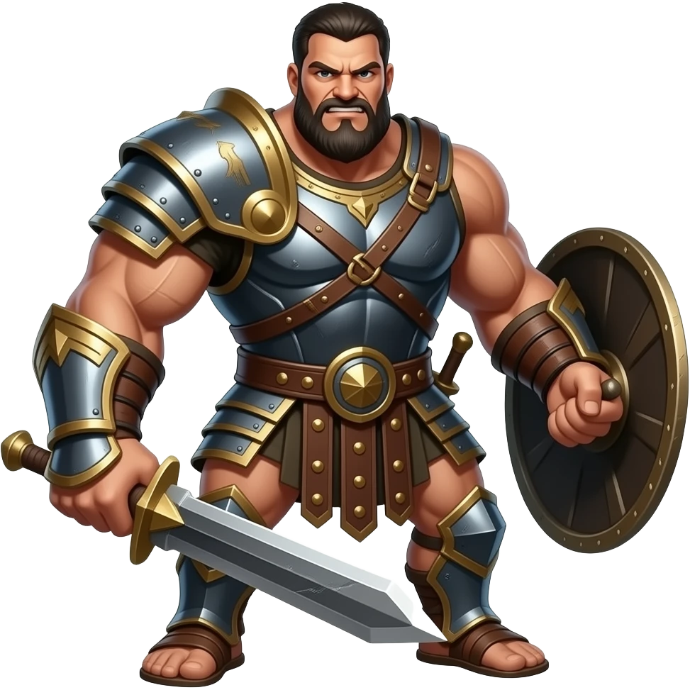 A vicious giant man from biblical ancient times wearing armor ready for battle emoji