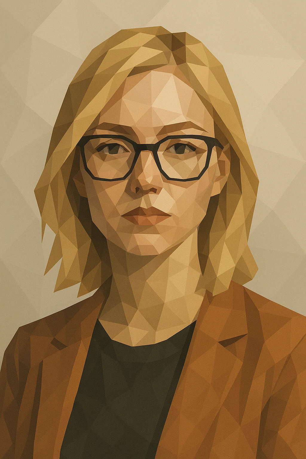 modern illustration of a blonde woman with glasses, neutral background emoji
