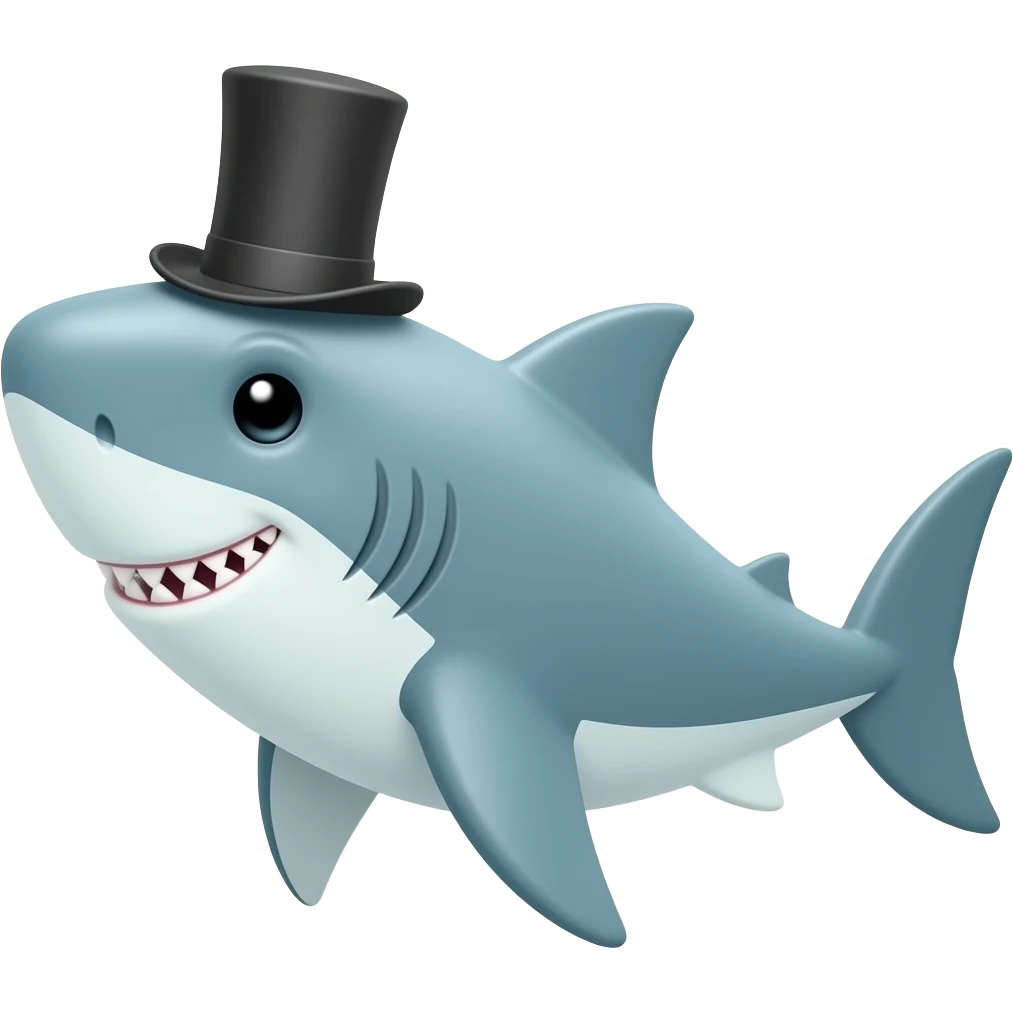 Shark with a top hat emoji