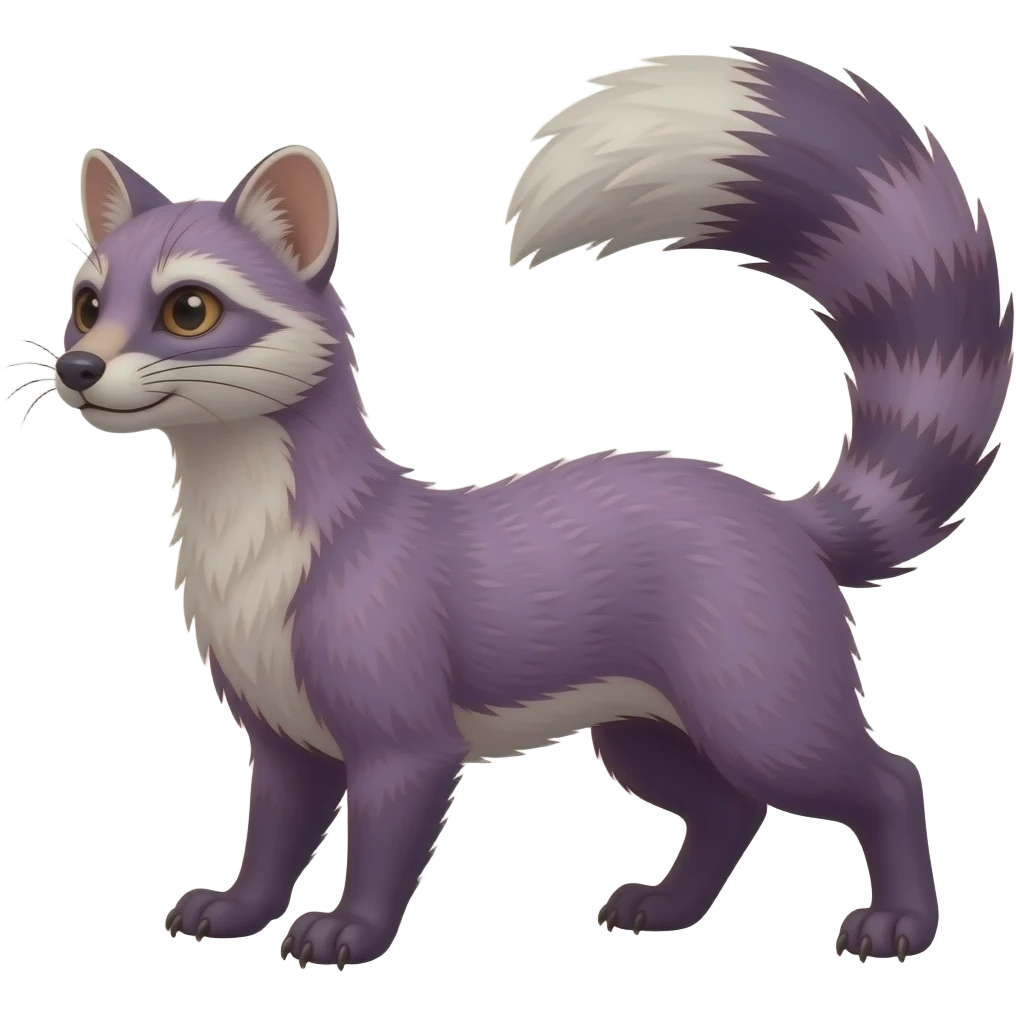 Purple genet-Fossa-civet-Feli-mustelid-creature-hybrid, full body emoji