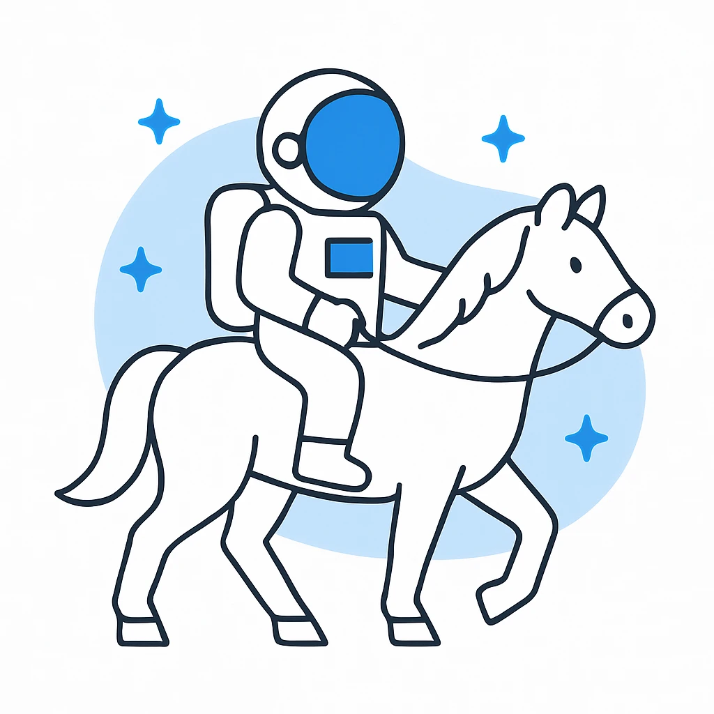 astronaut on horseback with stars in background emoji