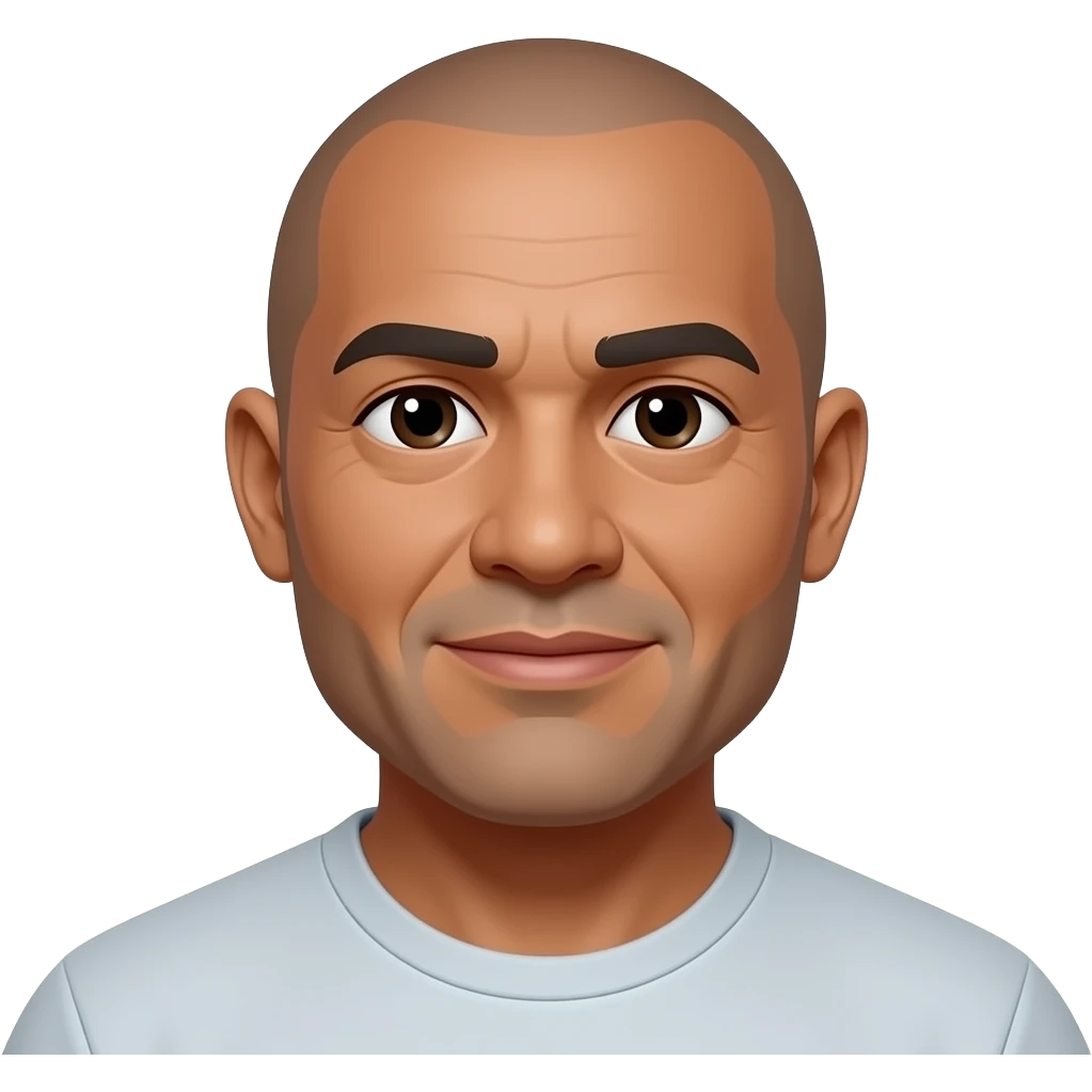 Picture of a 54 year old Pacific Islander man with bald, no muschtach and Beard emoji