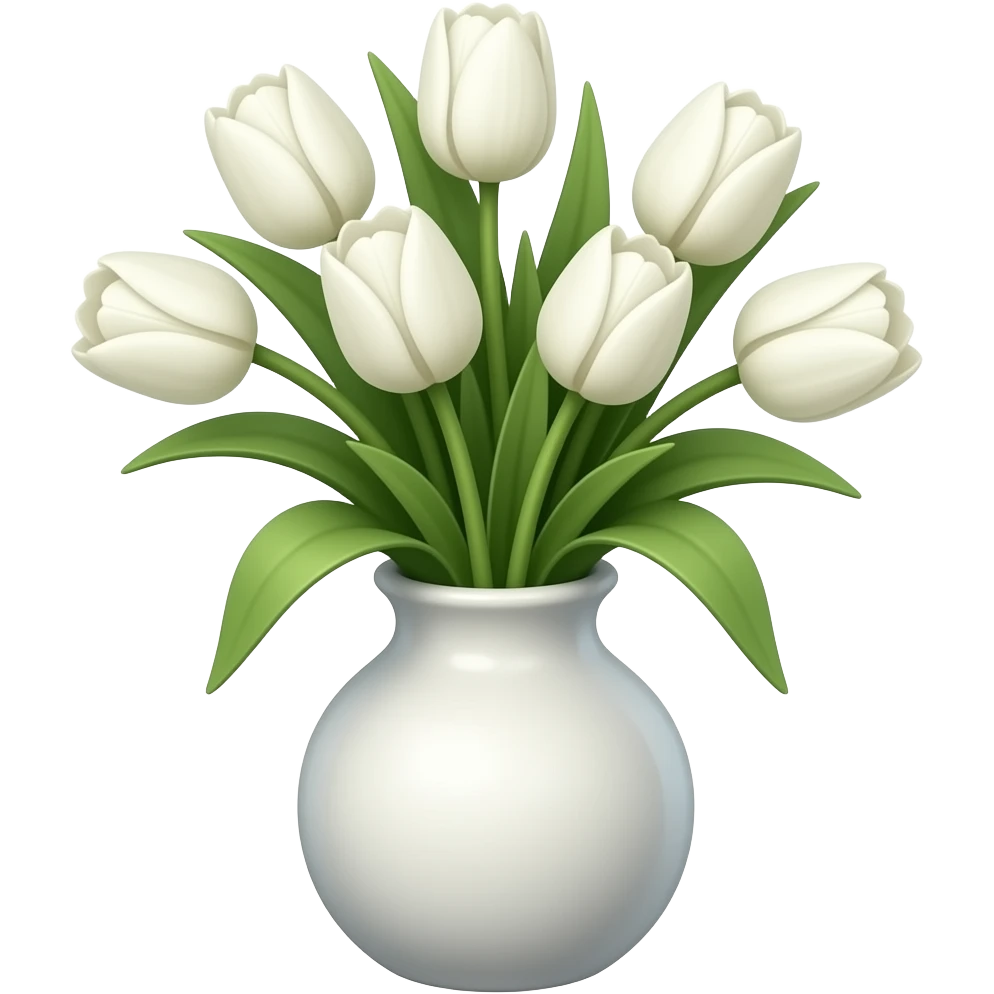 white tulips in a white vase emoji
