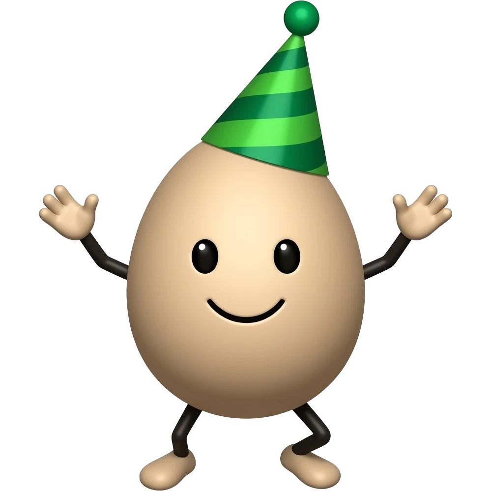 Dancing egg in green party hat emoji emoji