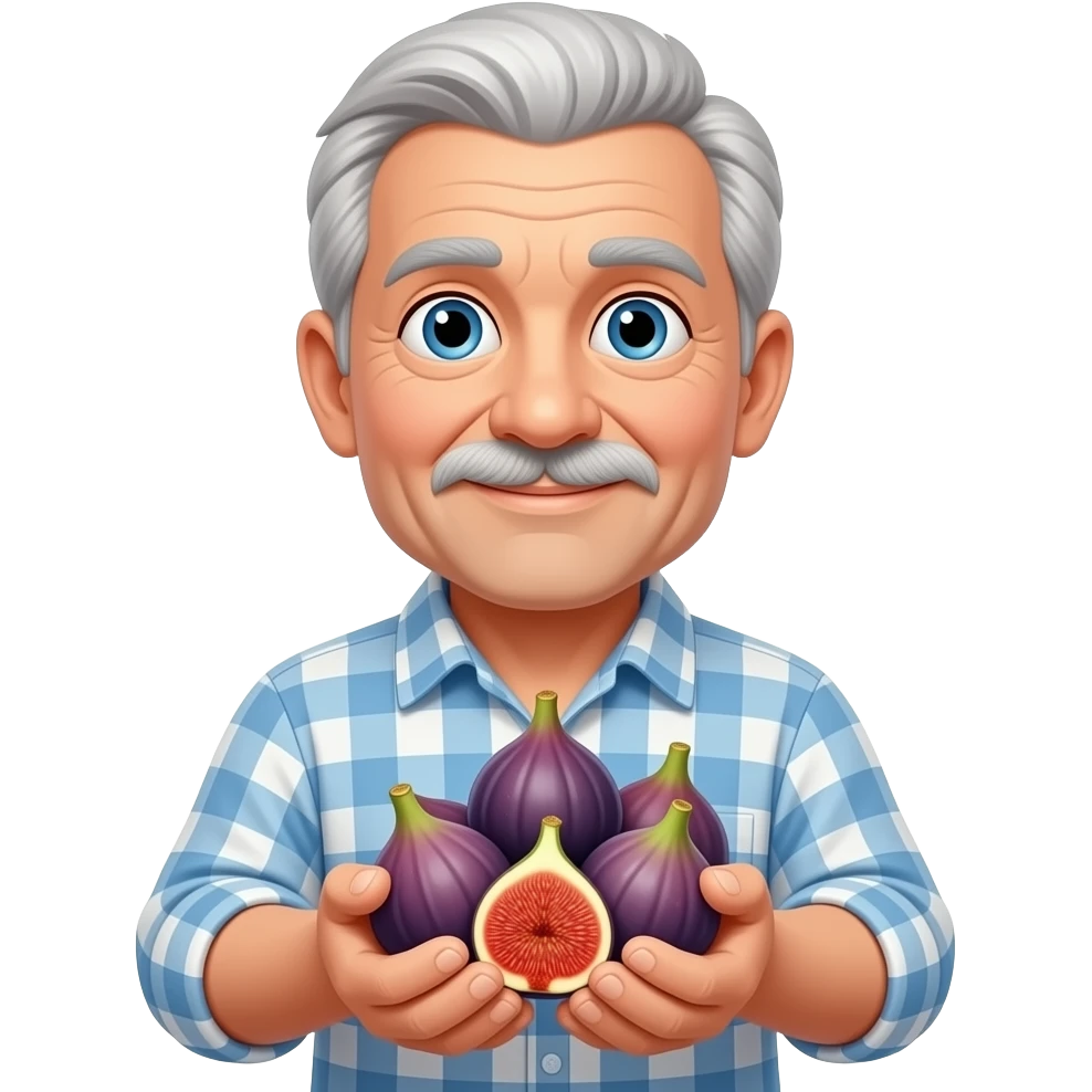 no beard, no mustache 72-year-old man and figs emoji