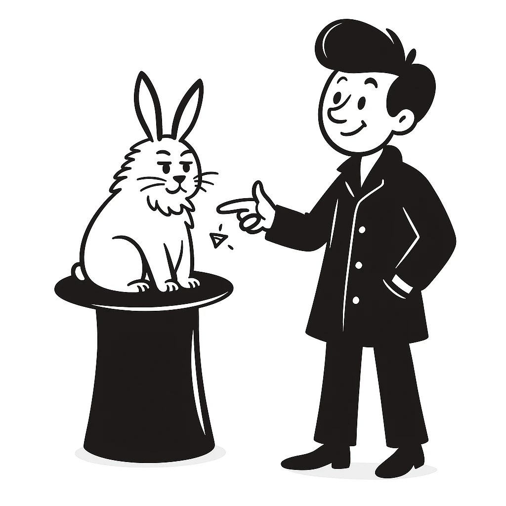 Add a waist length black coat to the street magician in hand drawn doodle style, preserving the hand drawn doodle style and details. emoji