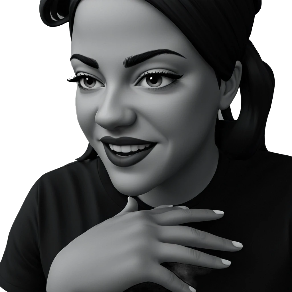 monochrome portrait of girl emoji