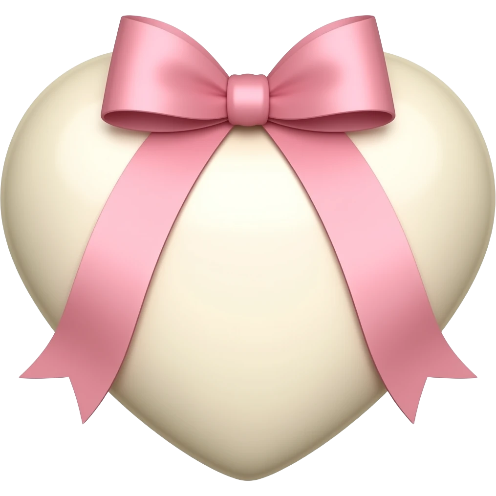 Ivory heart with a pink ribbon bows emoji